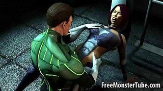Sexy 3D babe getting fucked hard by the Green Lanternandarchligh-high 2 porn video